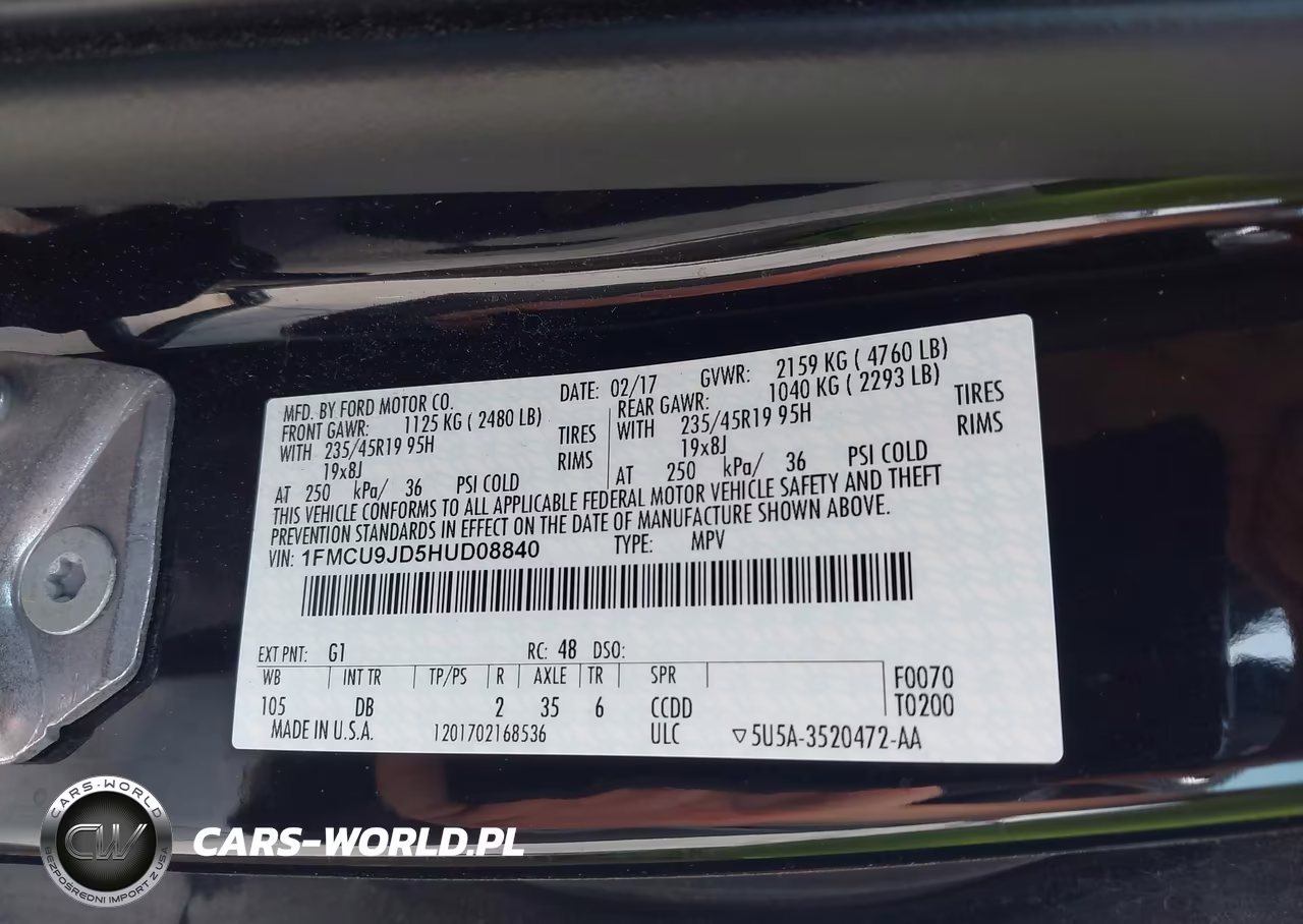 2017 Ford Escape Titanium VIN:1FMCU9JD5HUD08840 - 9