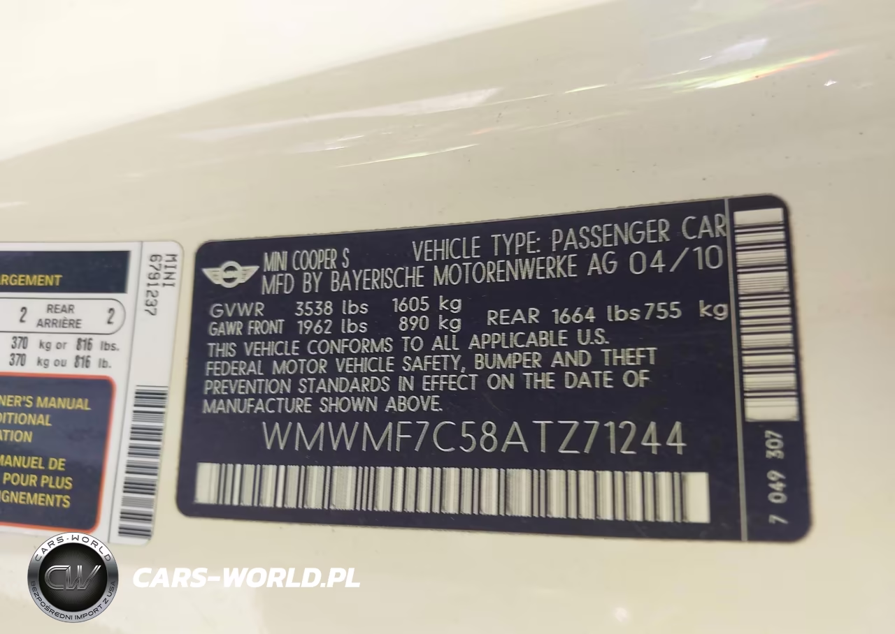 2010 Mini Cooper S VIN:WMWMF7C58ATZ71244 - 9