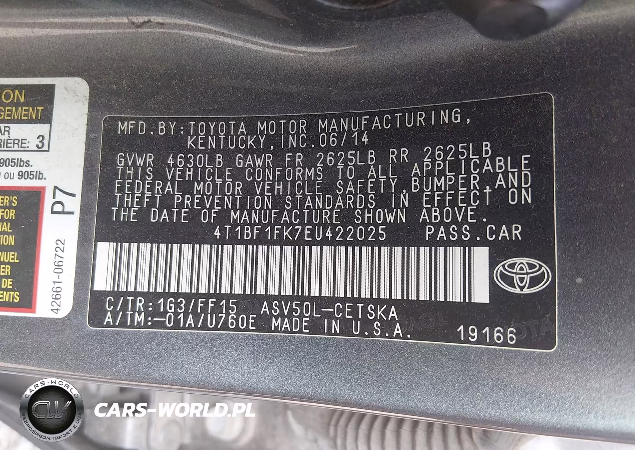 2014 Toyota Camry Se VIN:4T1BF1FK7EU422025 - 9