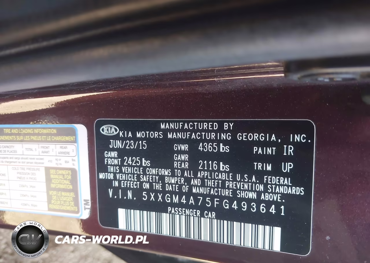2015 Kia Optima Lx VIN:5XXGM4A75FG493641 - 9
