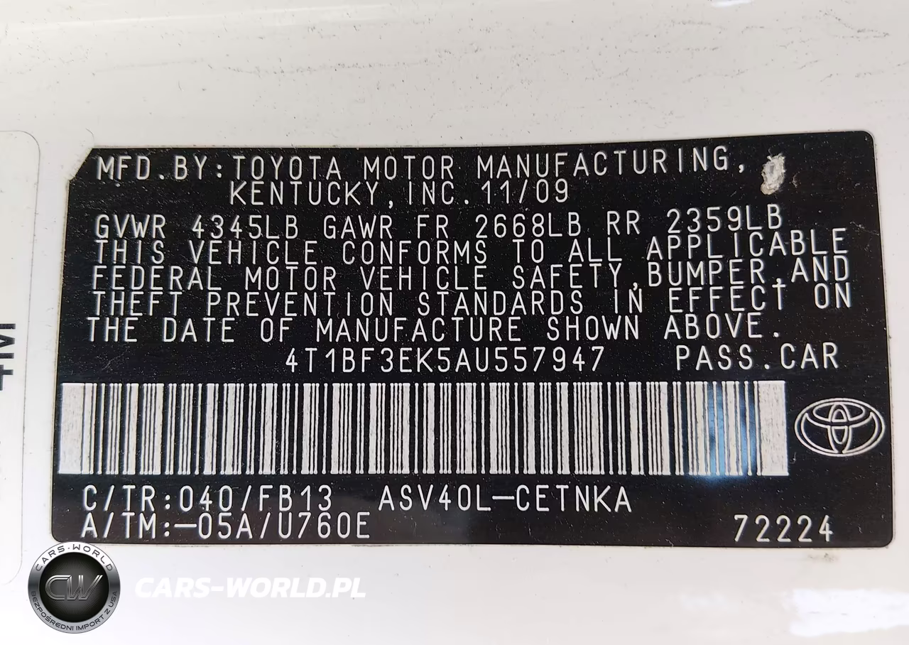 2010 Toyota Camry Le VIN:4T1BF3EK5AU557947 - 9