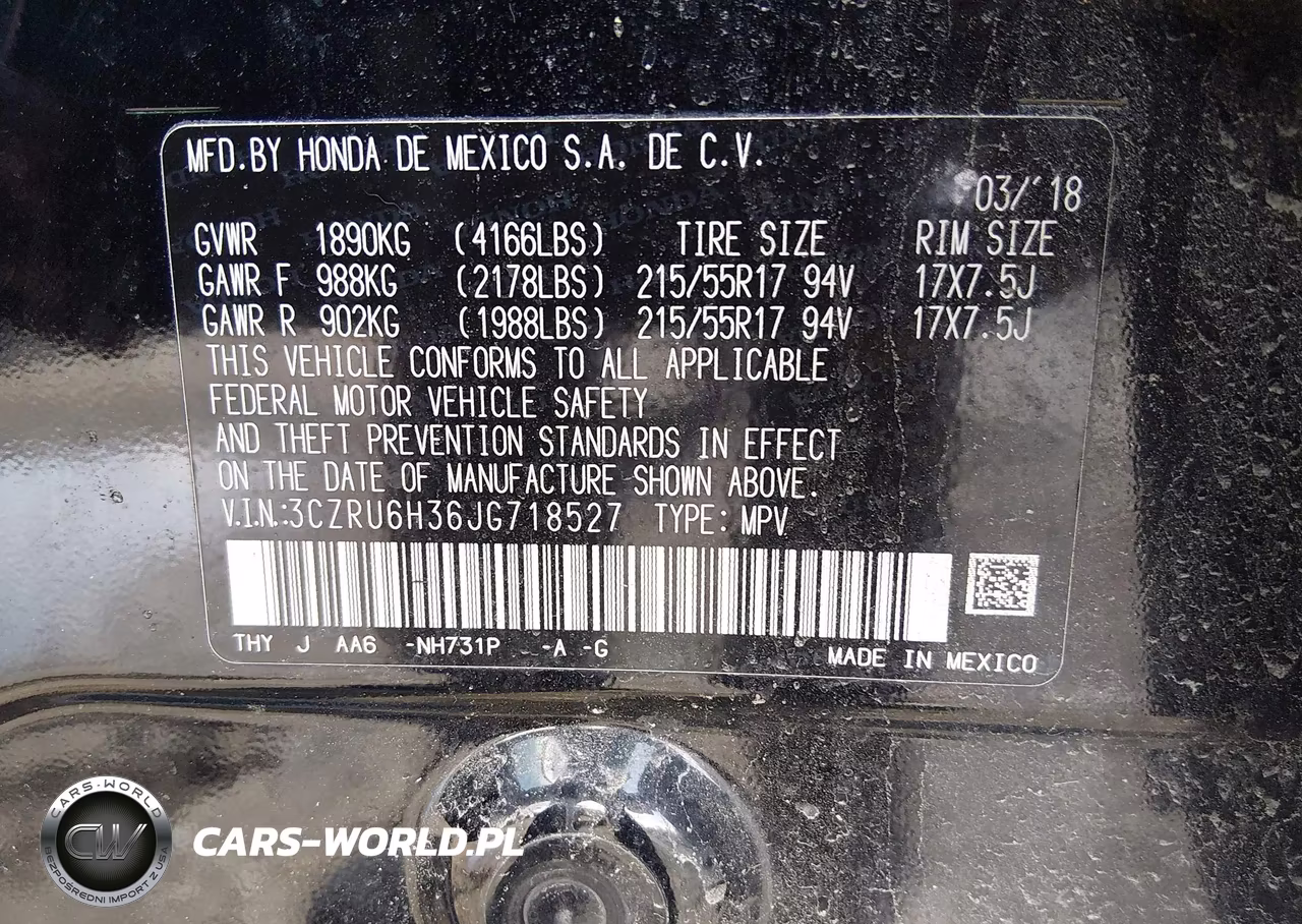 2018 Honda Hr-V Lx VIN:3CZRU6H36JG718527 - 9