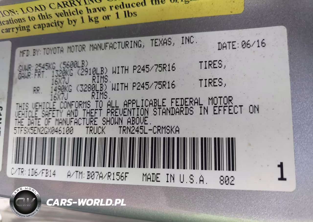 2016 Toyota Tacoma Sr VIN:5TFSX5EN2GX046100 - 9