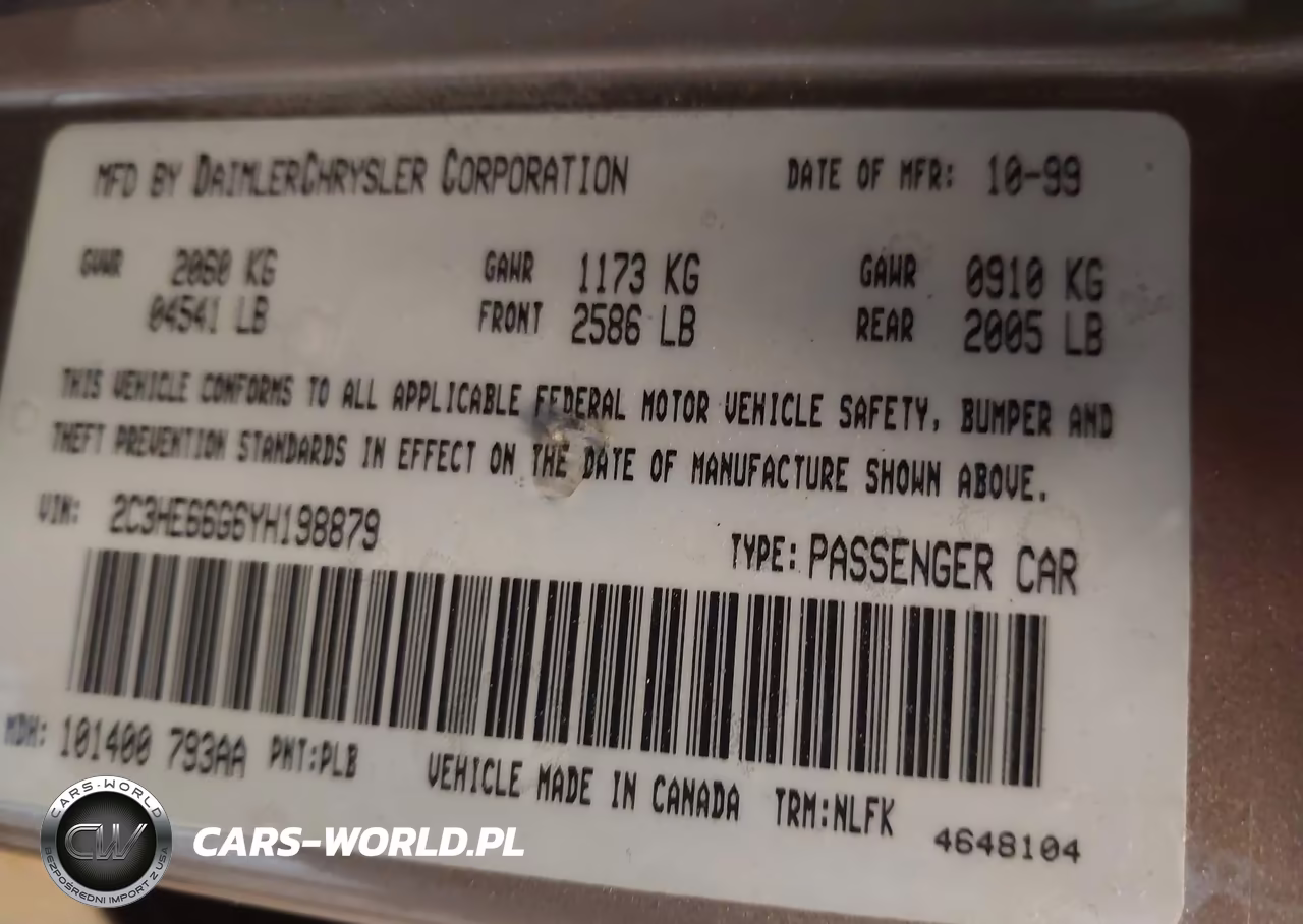2000 Chrysler 300M VIN:2C3HE66G6YH198879 - 9