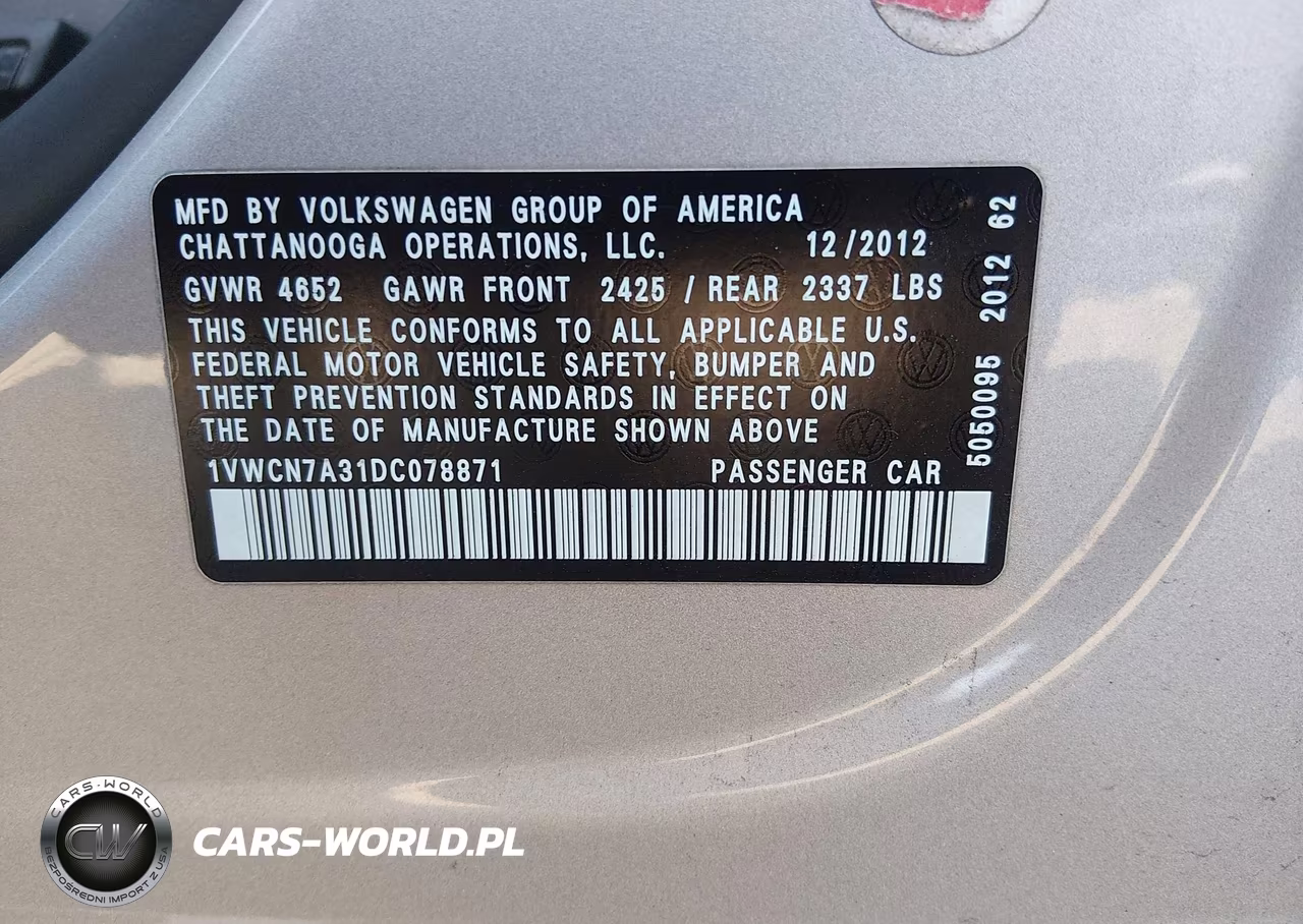 2013 Volkswagen Passat 2.0L Tdi Sel Premium VIN:1VWCN7A31DC078871 - 9