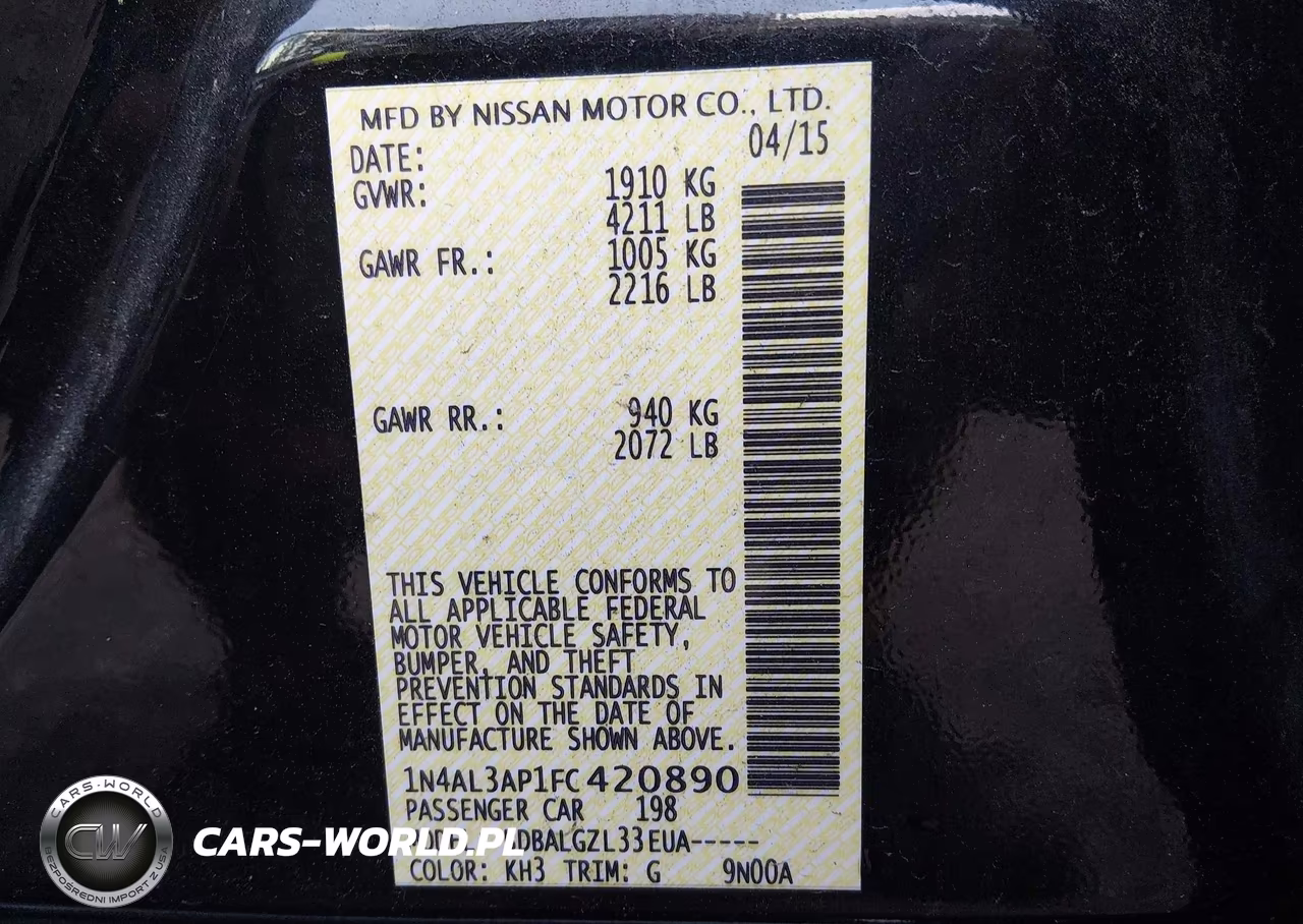 2015 Nissan Altima 2.5-2.5 S-2.5 Sl-2.5 Sv VIN:1N4AL3AP1FC420890 - 9