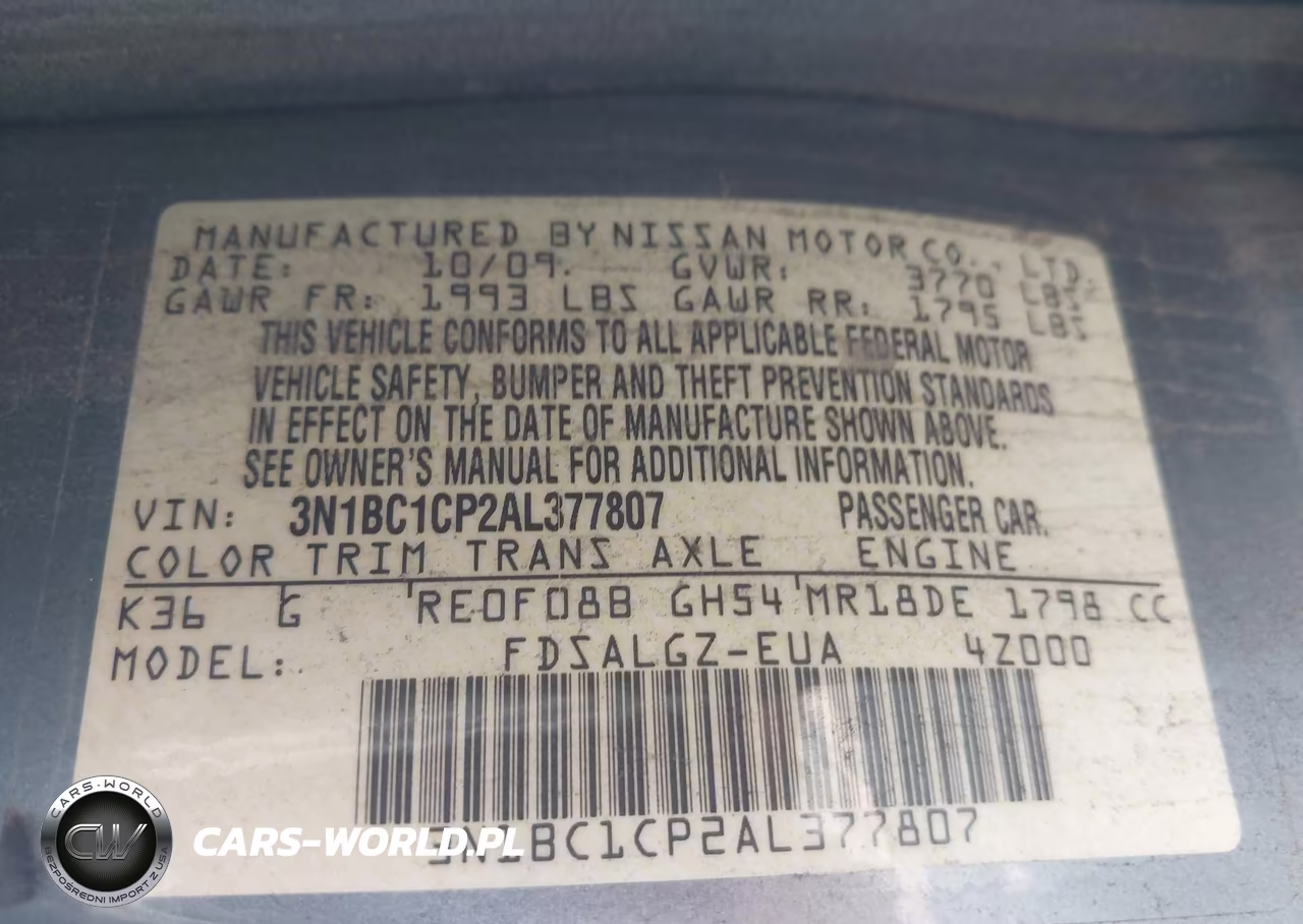 2010 Nissan Versa 1.8Sl VIN:3N1BC1CP2AL377807 - 9