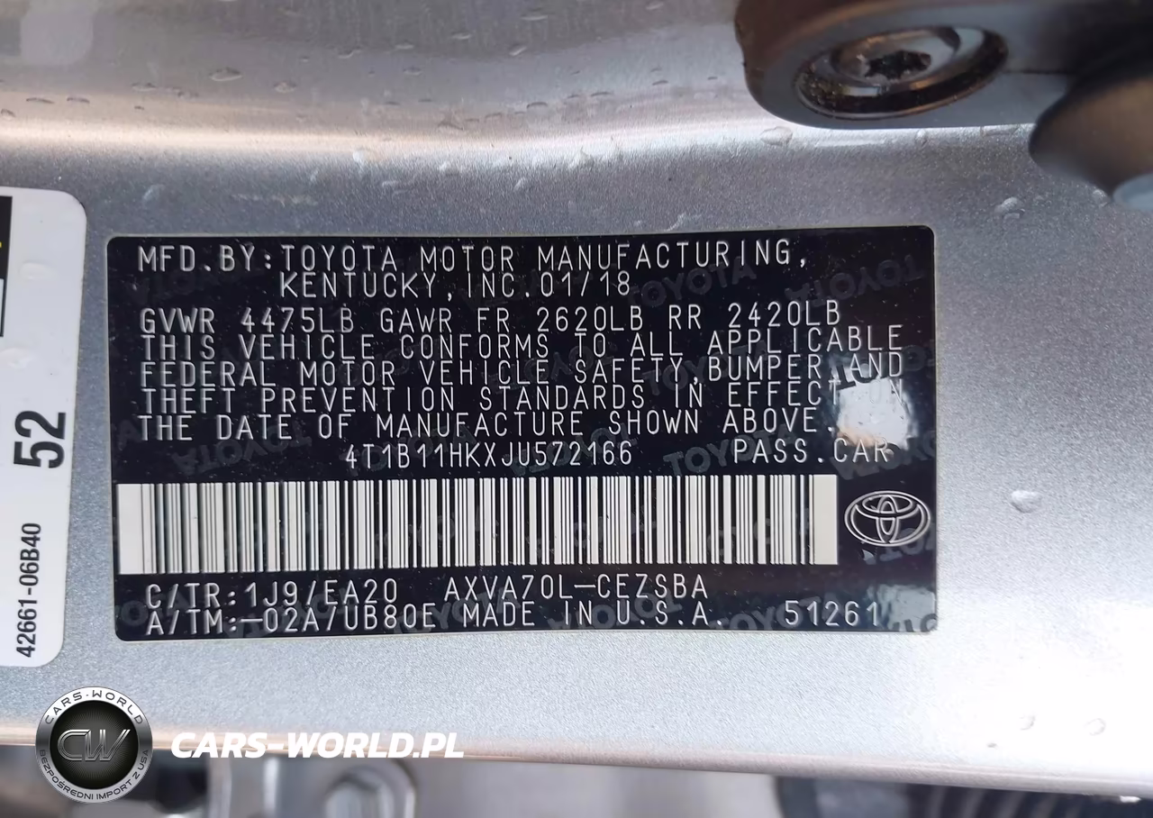 2018 Toyota Camry Se VIN:4T1B11HKXJU572166 - 9
