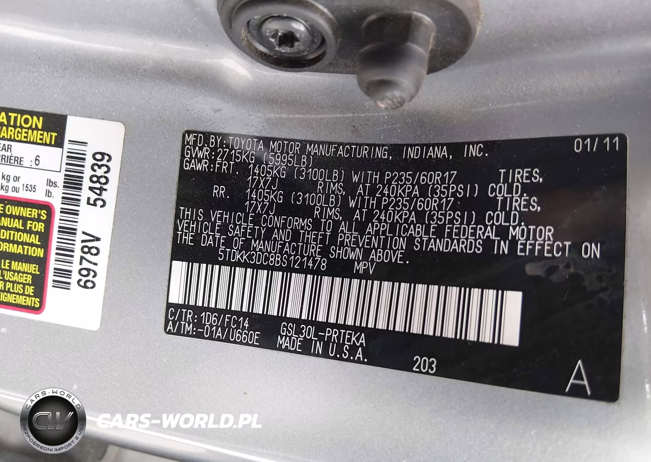 2011 Toyota Sienna Le V6 VIN:5TDKK3DC8BS121478 - 9