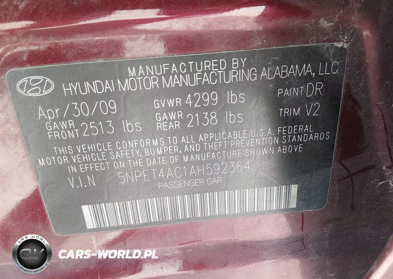 2010 Hyundai Sonata Gls VIN:5NPET4AC1AH592364 - 9