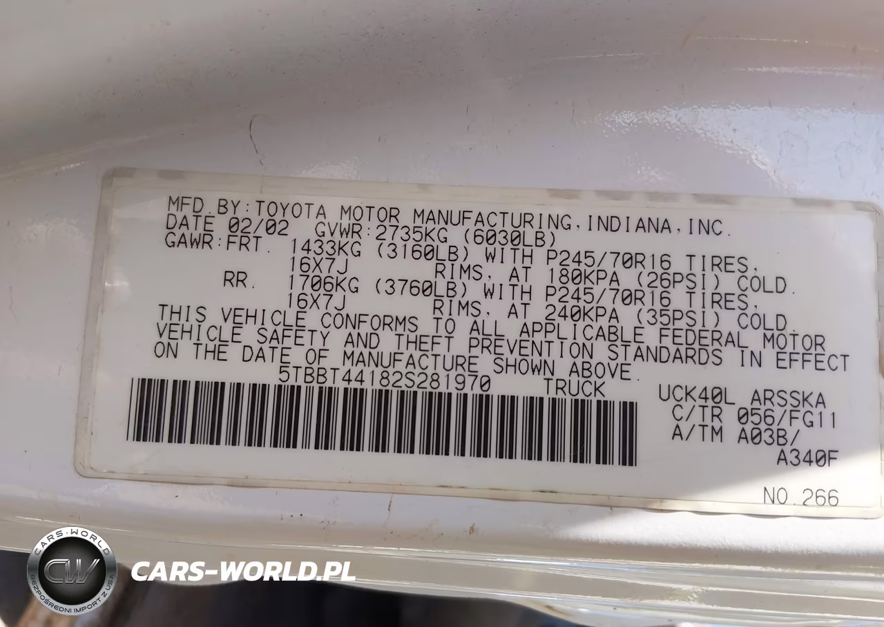 2002 Toyota Tundra Sr5 V8 VIN:5TBBT44182S281970 - 9