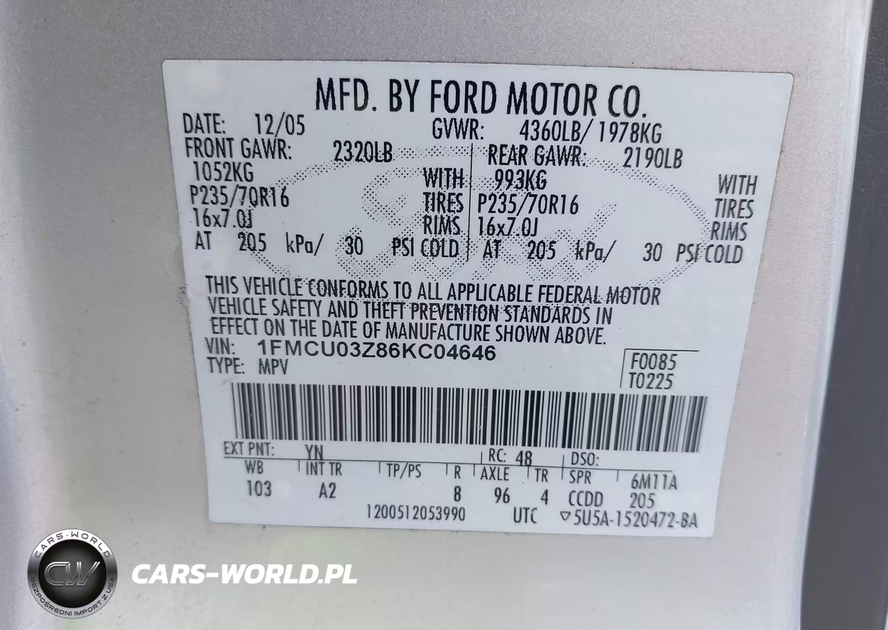 2006 Ford Escape Xlt VIN:1FMCU03Z86KC04646 - 9
