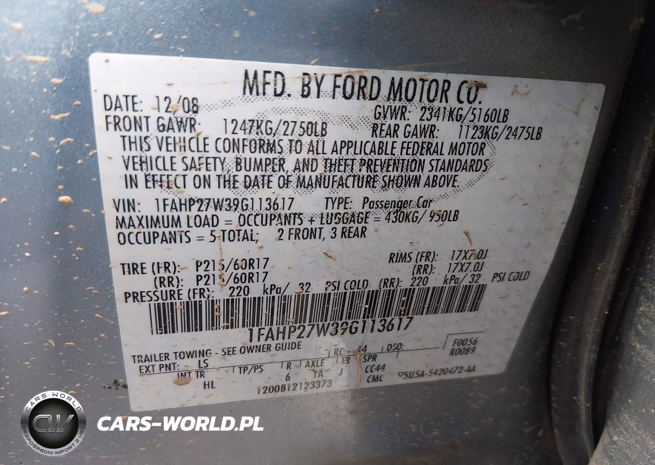2009 Ford Taurus Sel VIN:1FAHP27W39G113617 - 9