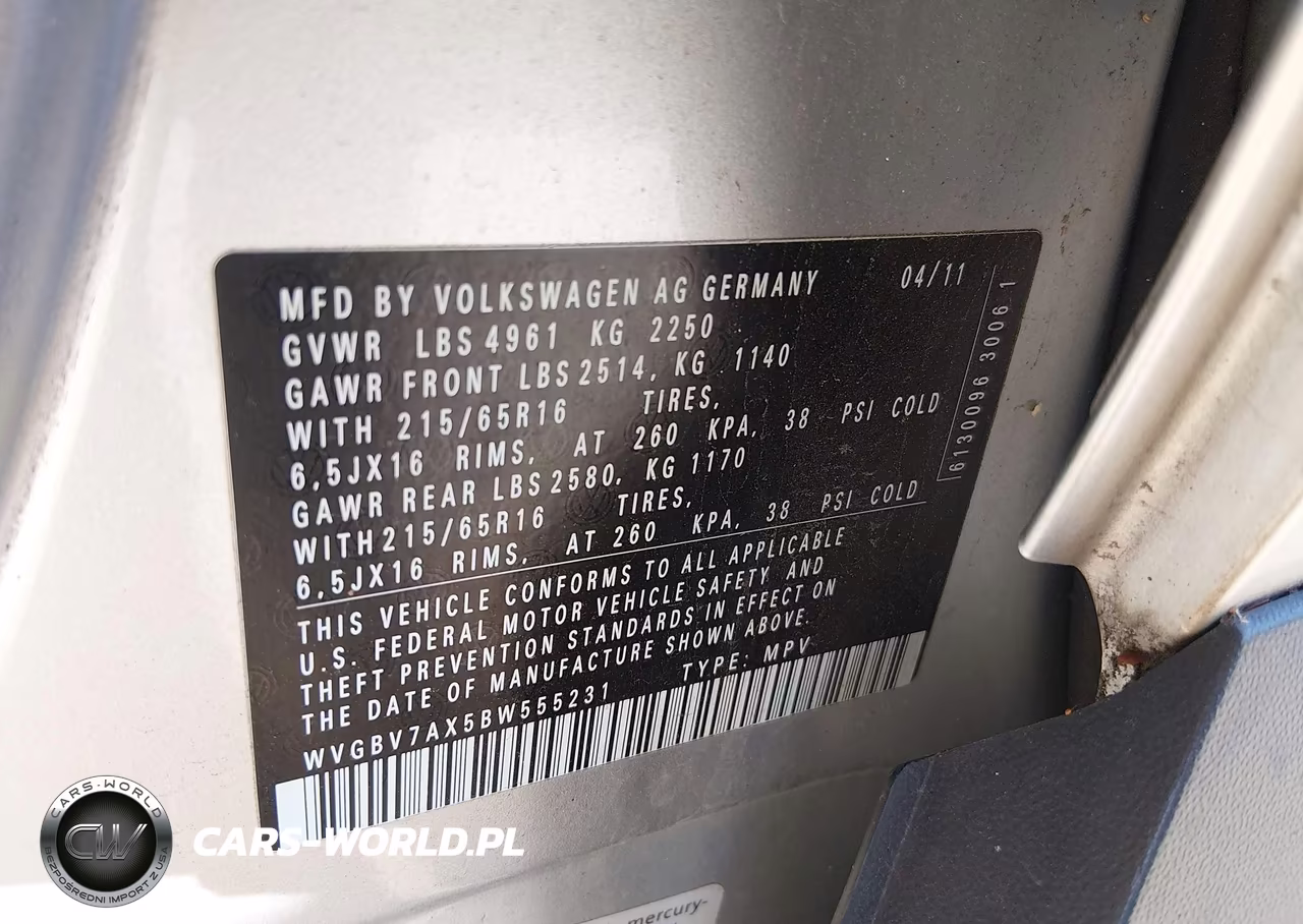 2011 Volkswagen Tiguan S VIN:WVGBV7AX5BW555231 - 9