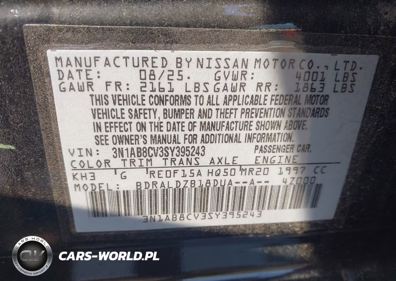 2025 Nissan Sentra Sv VIN:3N1AB8CV3SY395243 - 9