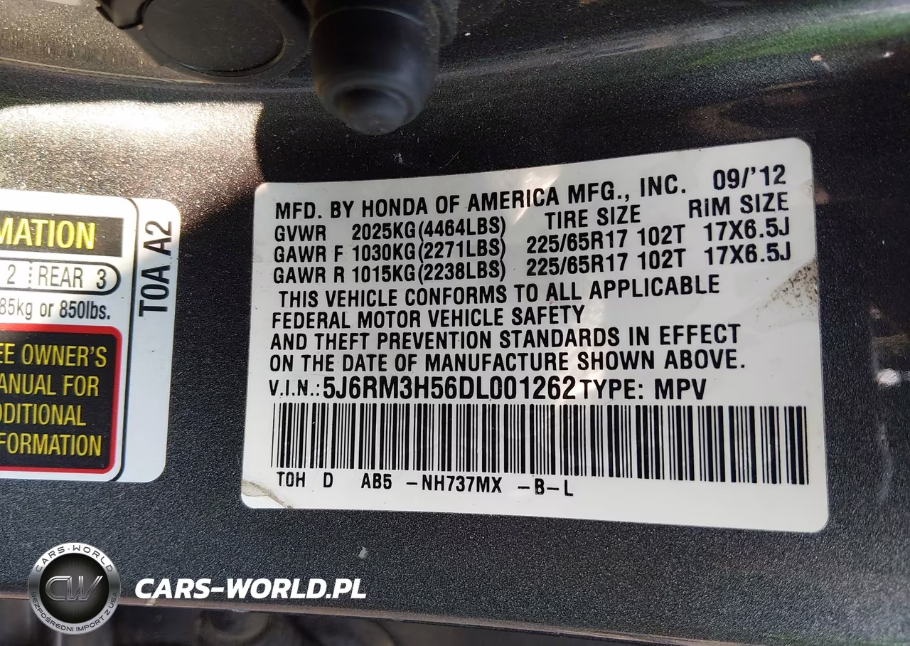 2013 Honda Cr-V Ex VIN:5J6RM3H56DL001262 - 9