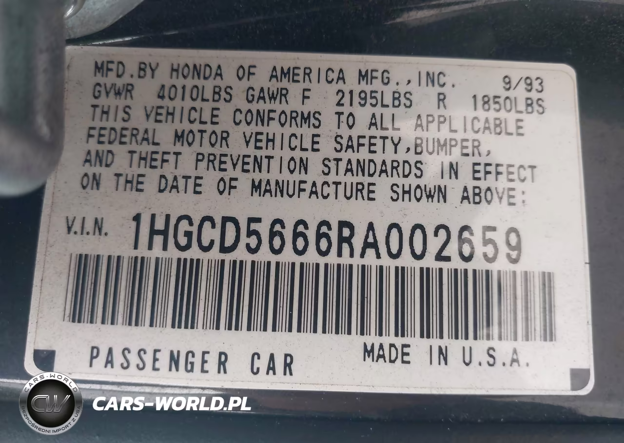 1994 Honda Accord Ex VIN:1HGCD5666RA002659 - 9