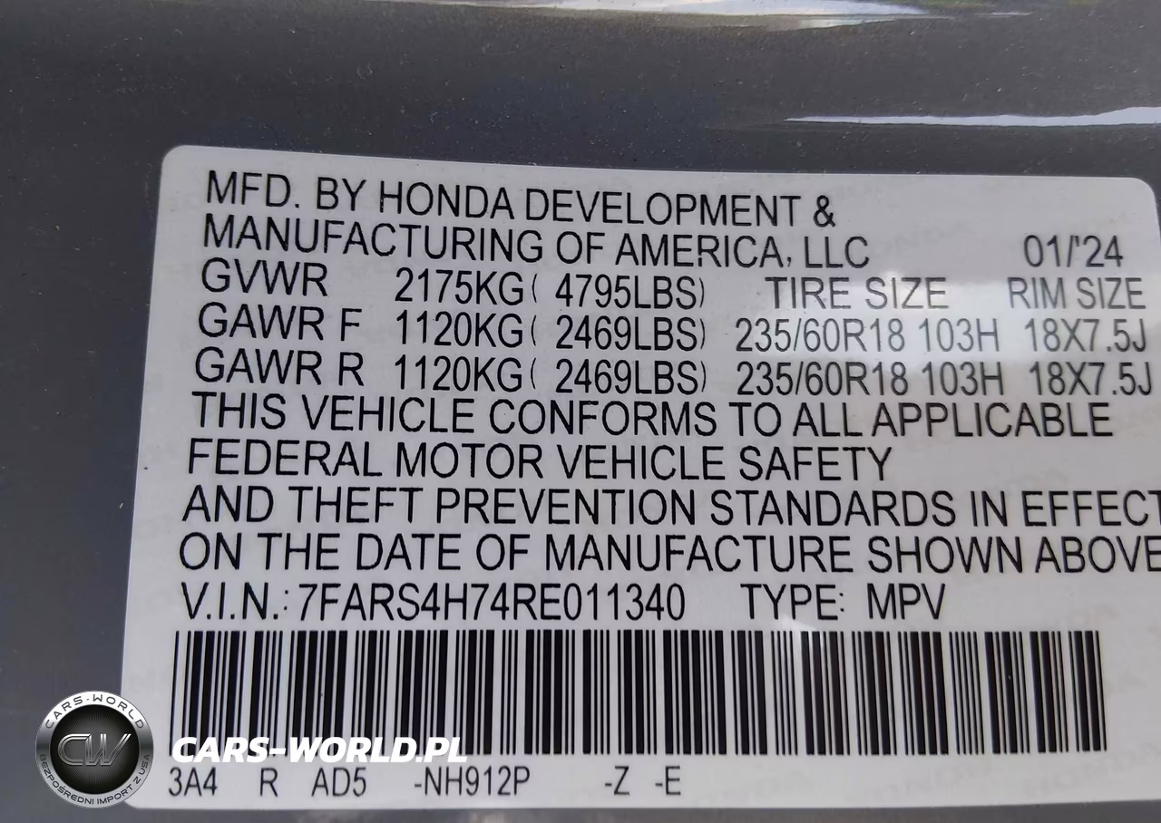 2024 Honda Cr-V Ex-L Awd VIN:7FARS4H74RE011340 - 9