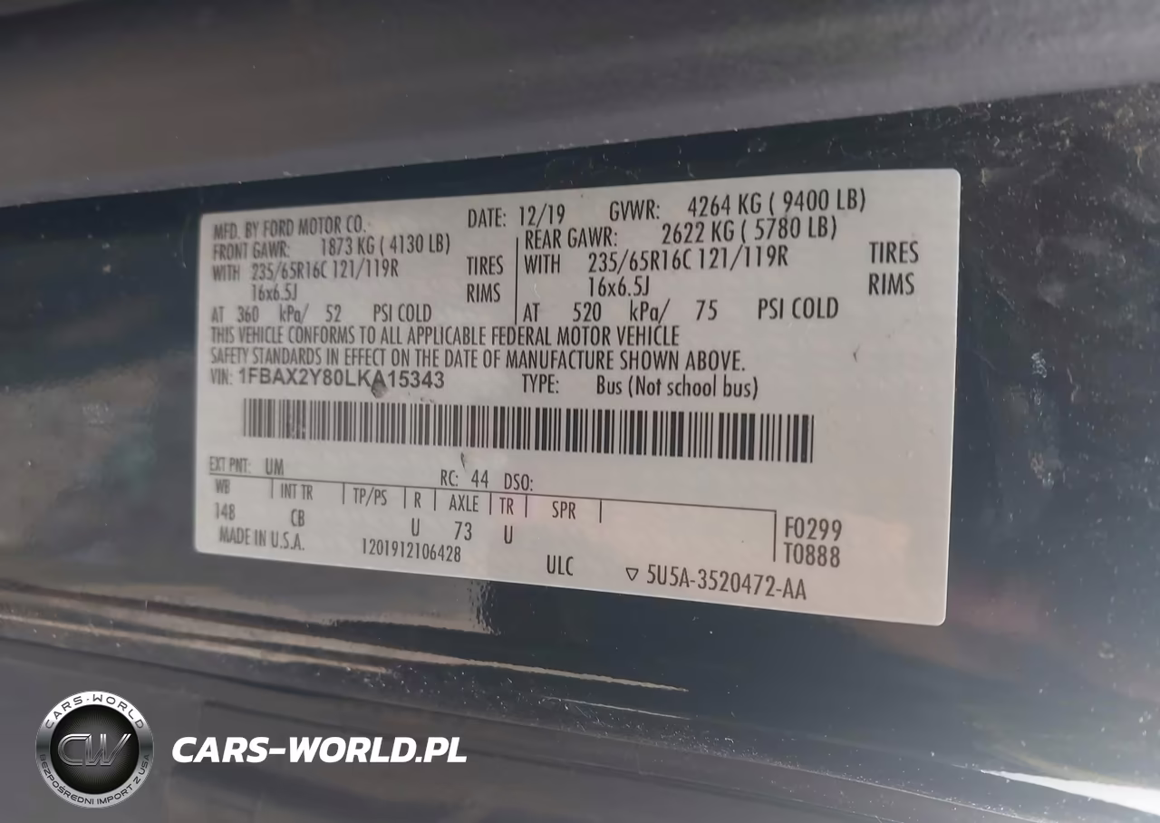 2020 Ford Transit-350 Passenger Van Xl VIN:1FBAX2Y80LKA15343 - 9