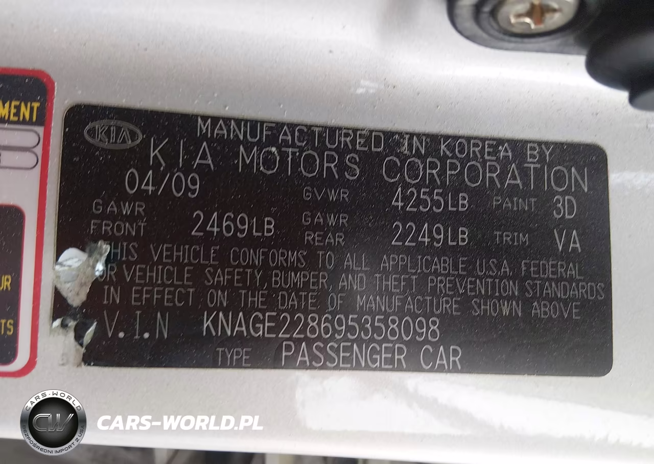 2009 Kia Optima Sx VIN:KNAGE228695358098 - 9