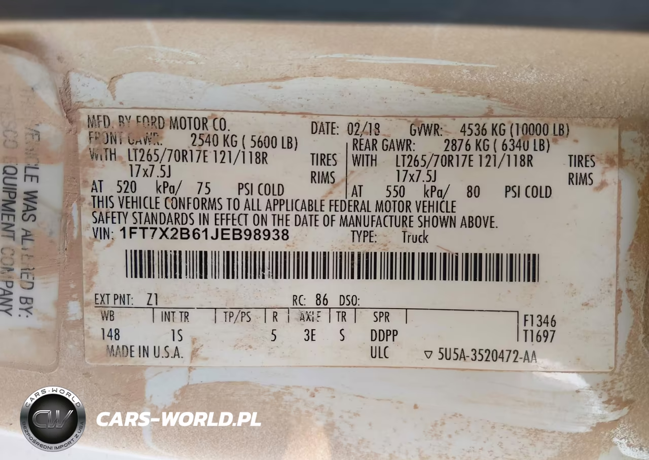 2018 Ford F-250 Xl VIN:1FT7X2B61JEB98938 - 9