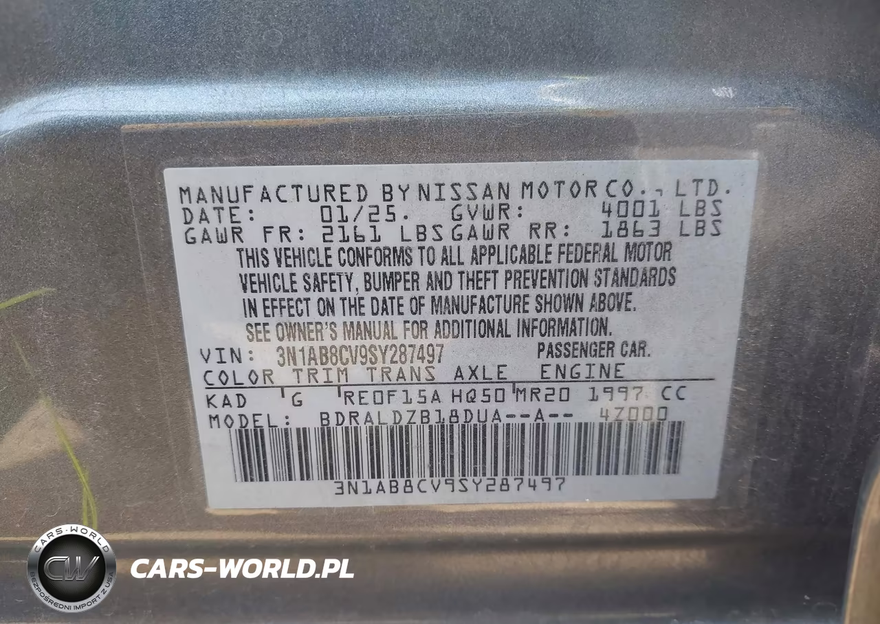 2025 Nissan Sentra Sv VIN:3N1AB8CV9SY287497 - 9