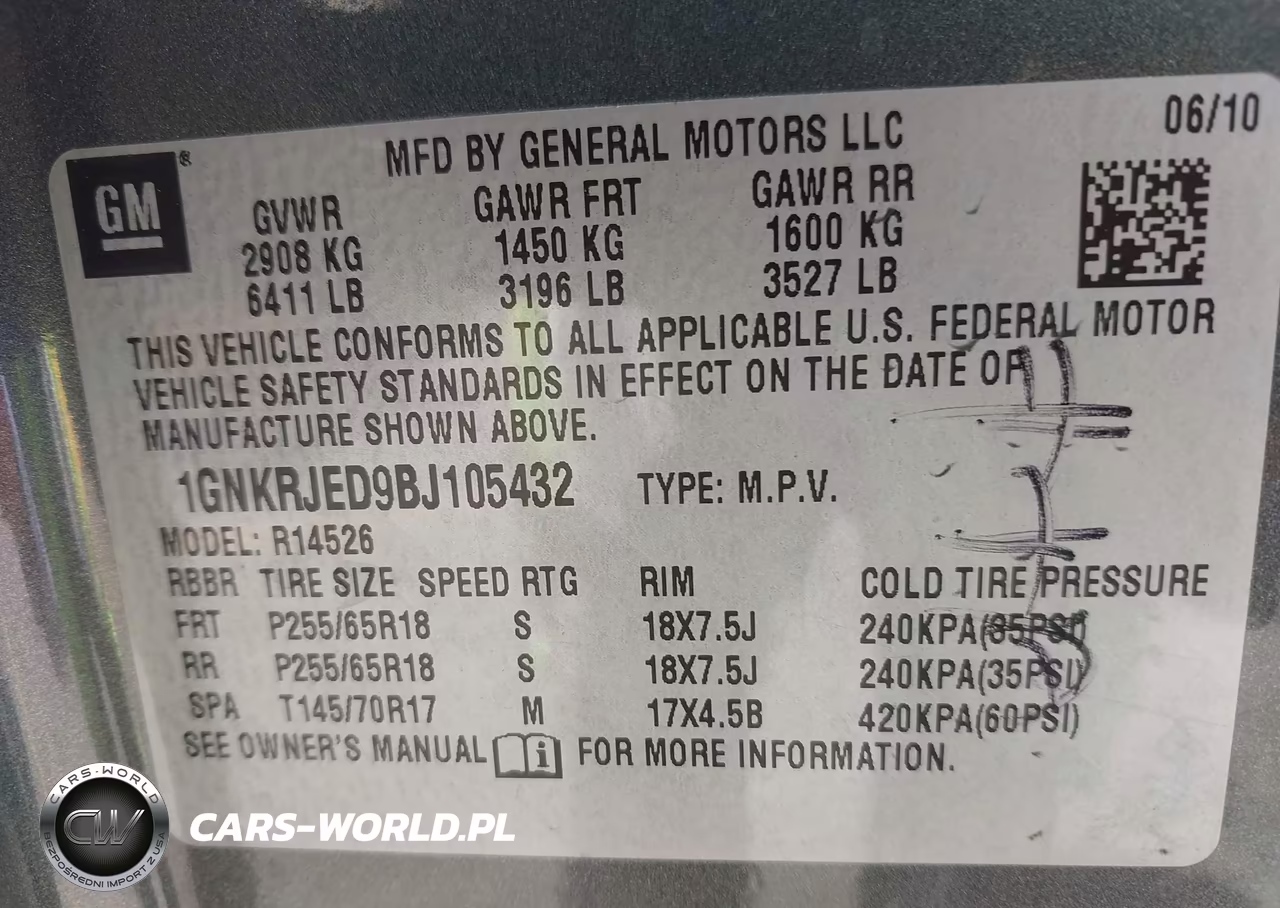 2011 Chevrolet Traverse Lt W-2Lt VIN:1GNKRJED9BJ105432 - 9