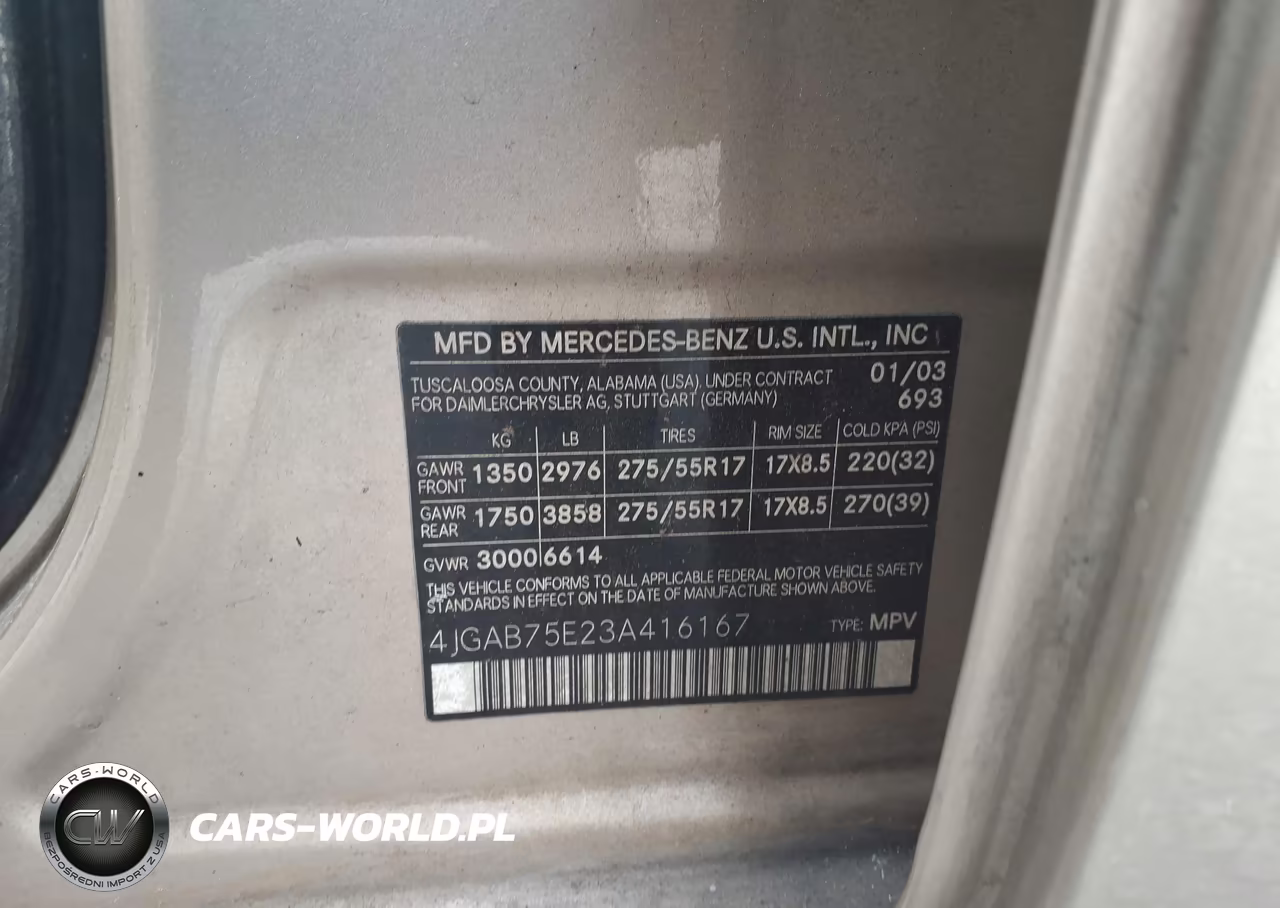 2003 Mercedes-Benz Ml 500 VIN:4JGAB75E23A416167 - 9