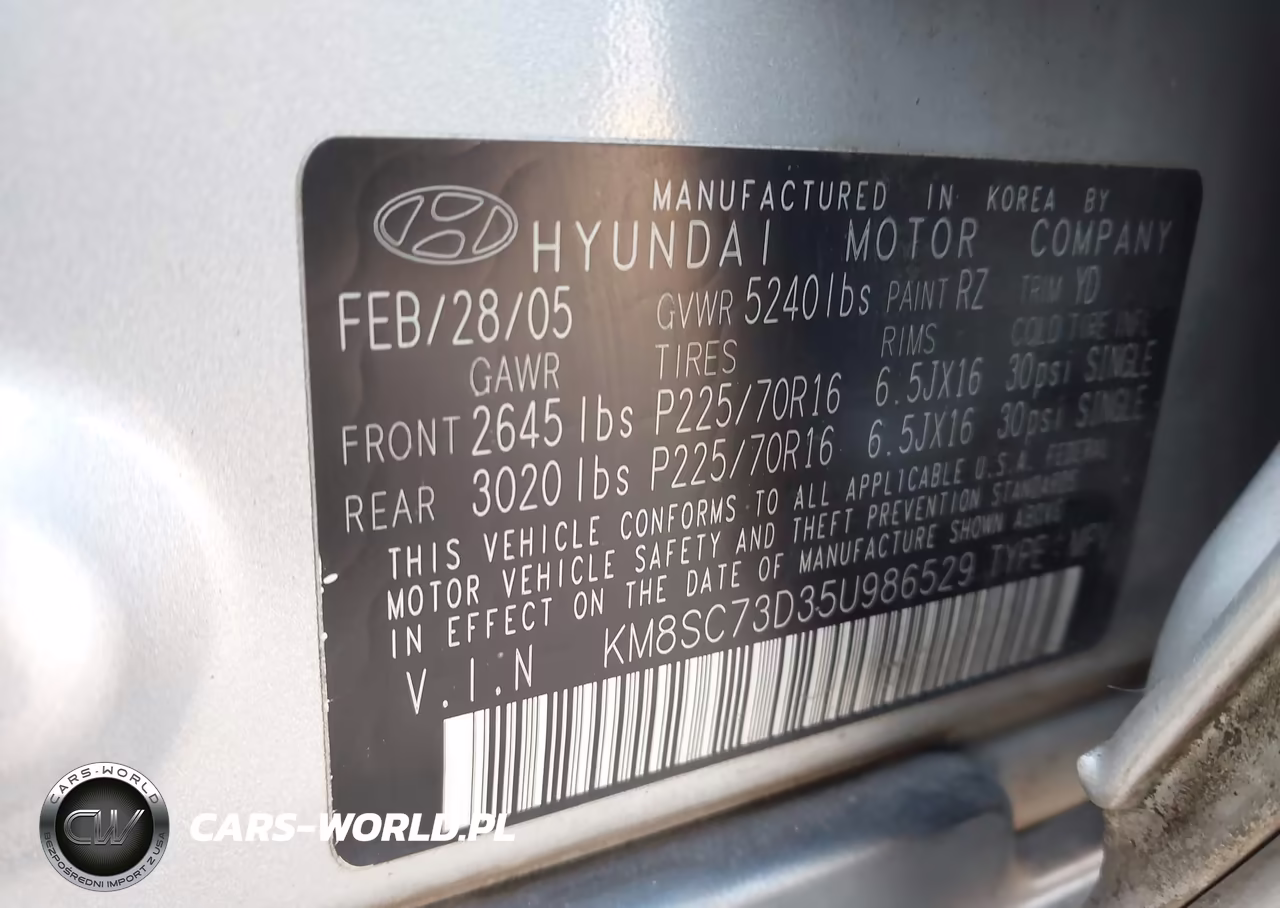 2005 Hyundai Santa Fe Gls VIN:KM8SC73D35U986529 - 9
