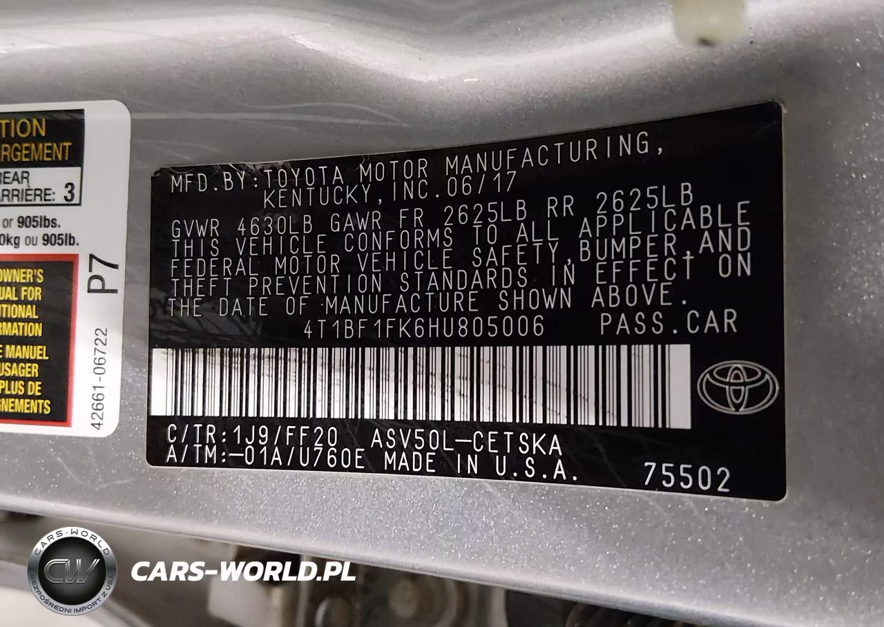 2017 Toyota Camry Se VIN:4T1BF1FK6HU805006 - 9