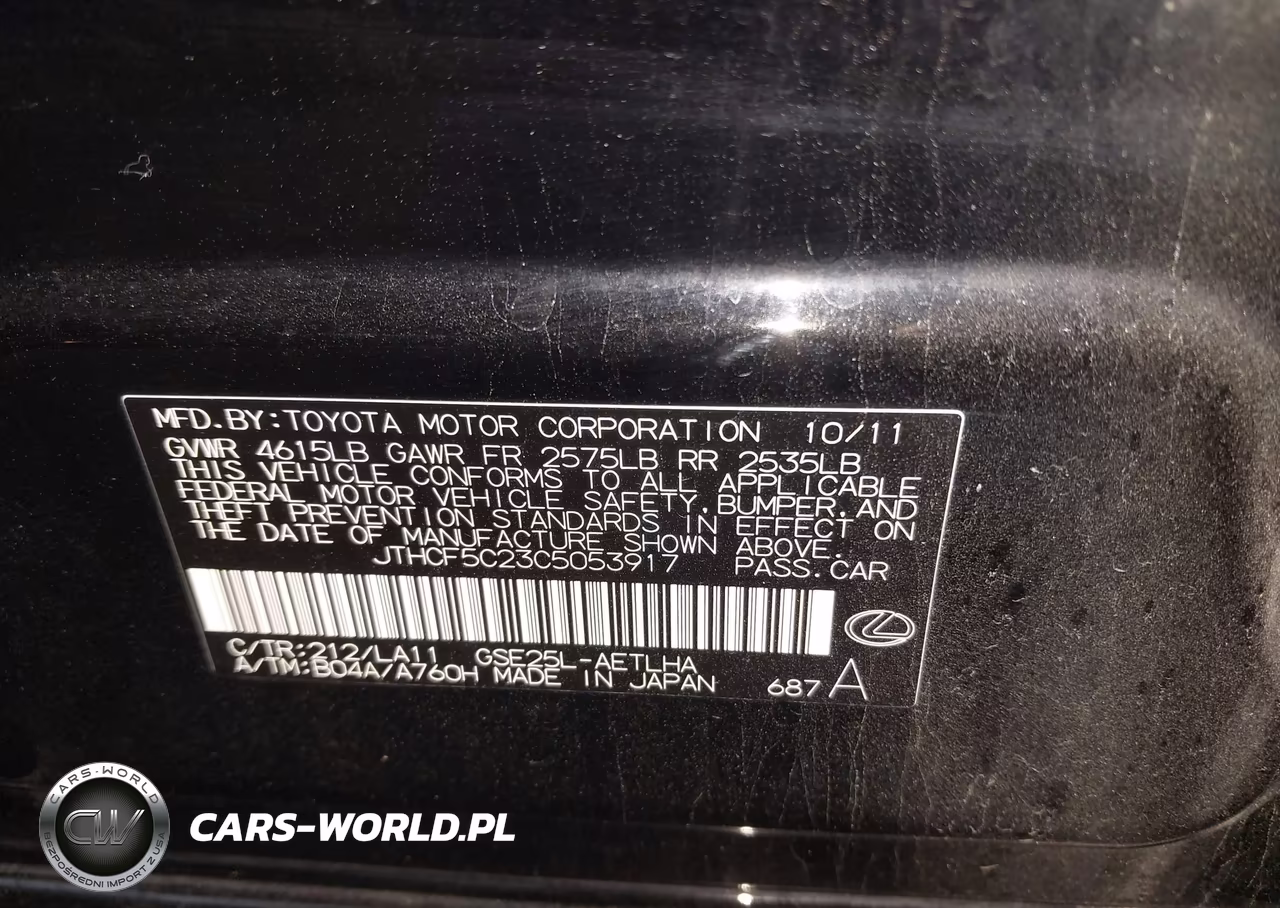 2012 Lexus Is 250 VIN:JTHCF5C23C5053917 - 9