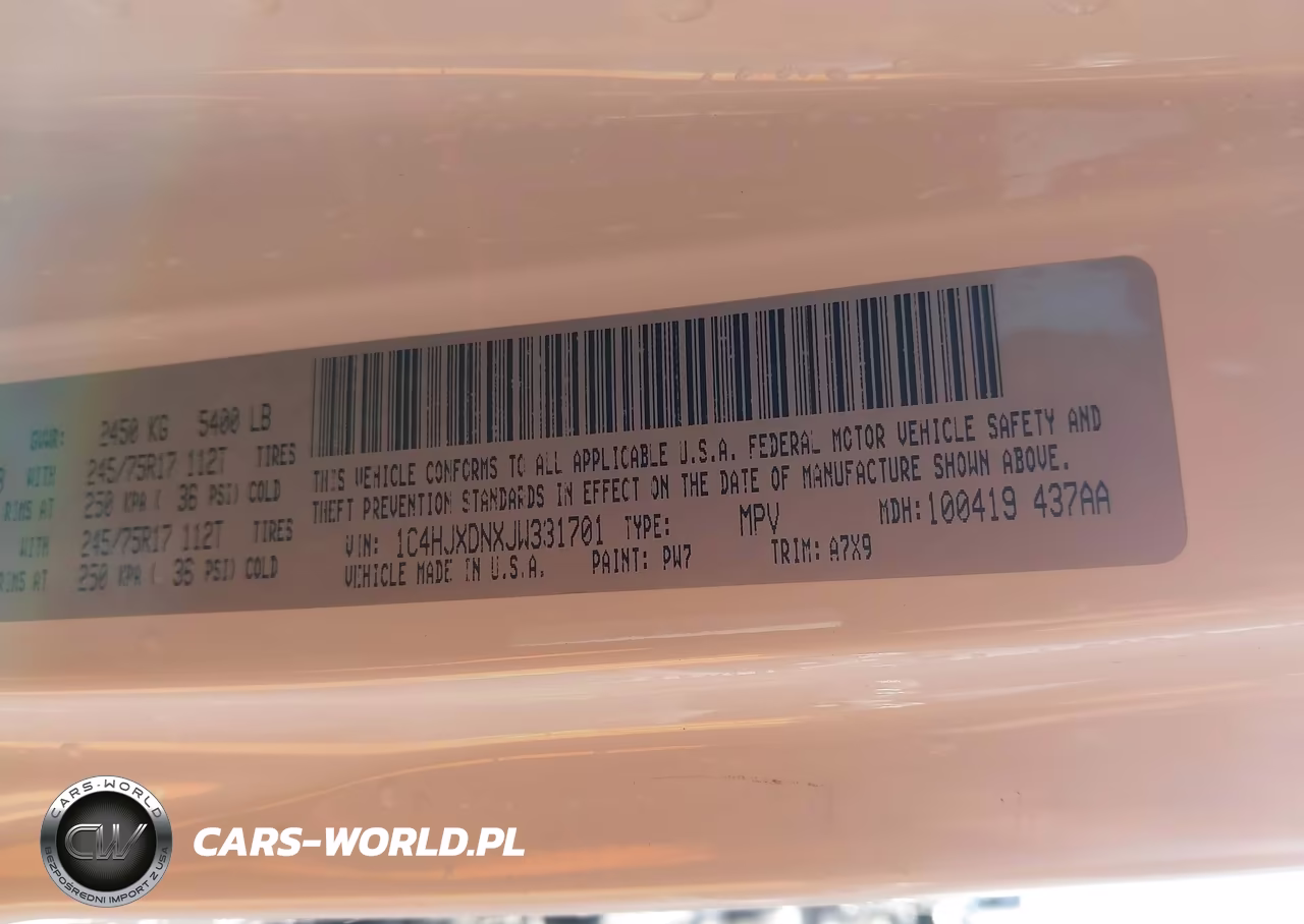 2018 Jeep Wrangler Unlimited Sport S 4X4 VIN:1C4HJXDNXJW331701 - 9