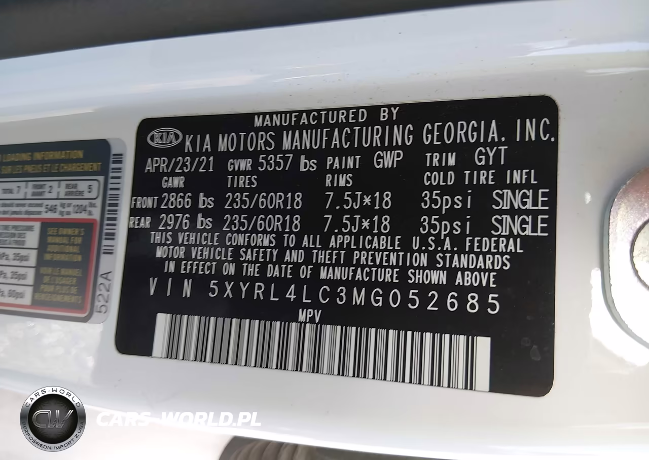 2021 Kia Sorento S VIN:5XYRL4LC3MG052685 - 9