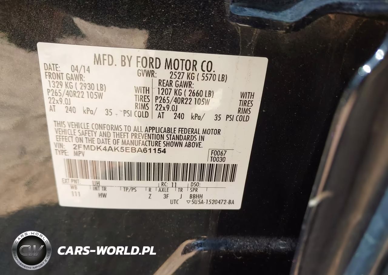 2014 Ford Edge Sport VIN:2FMDK4AK5EBA61154 - 9