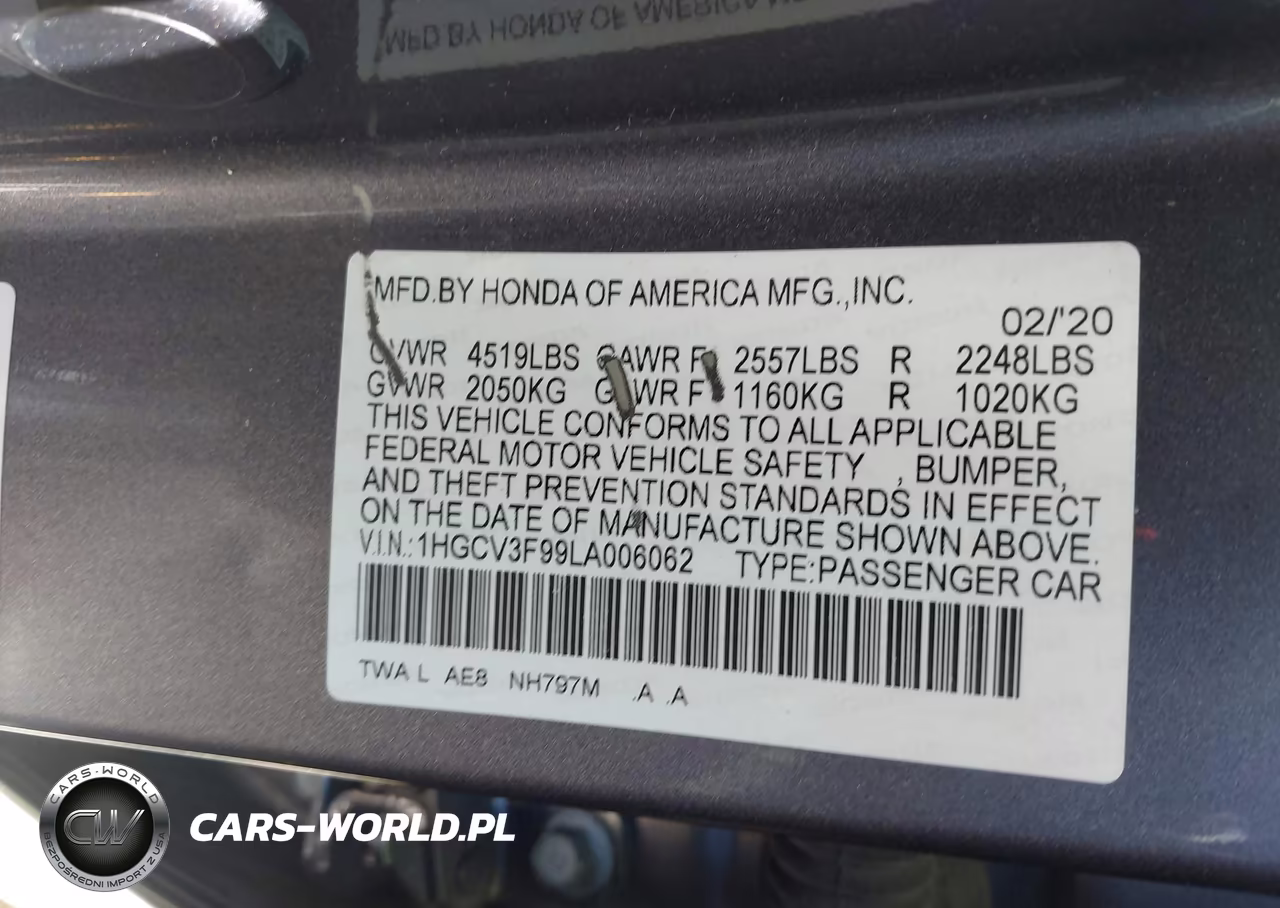 2020 Honda Accord Hybrid Touring VIN:1HGCV3F99LA006062 - 9