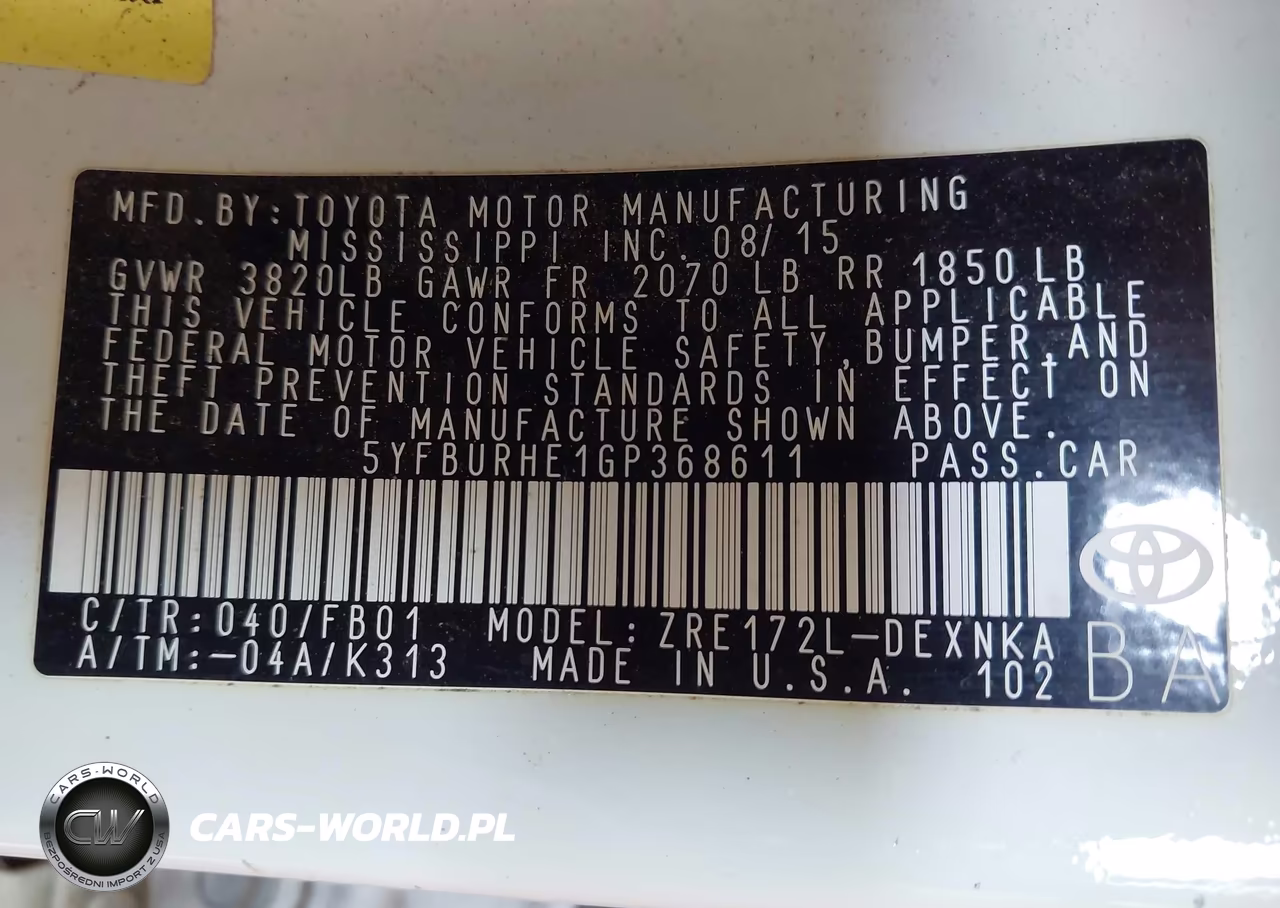 2016 Toyota Corolla Le VIN:5YFBURHE1GP368611 - 9