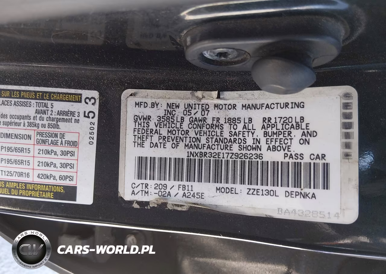 2007 Toyota Corolla Le VIN:1NXBR32E17Z926236 - 9