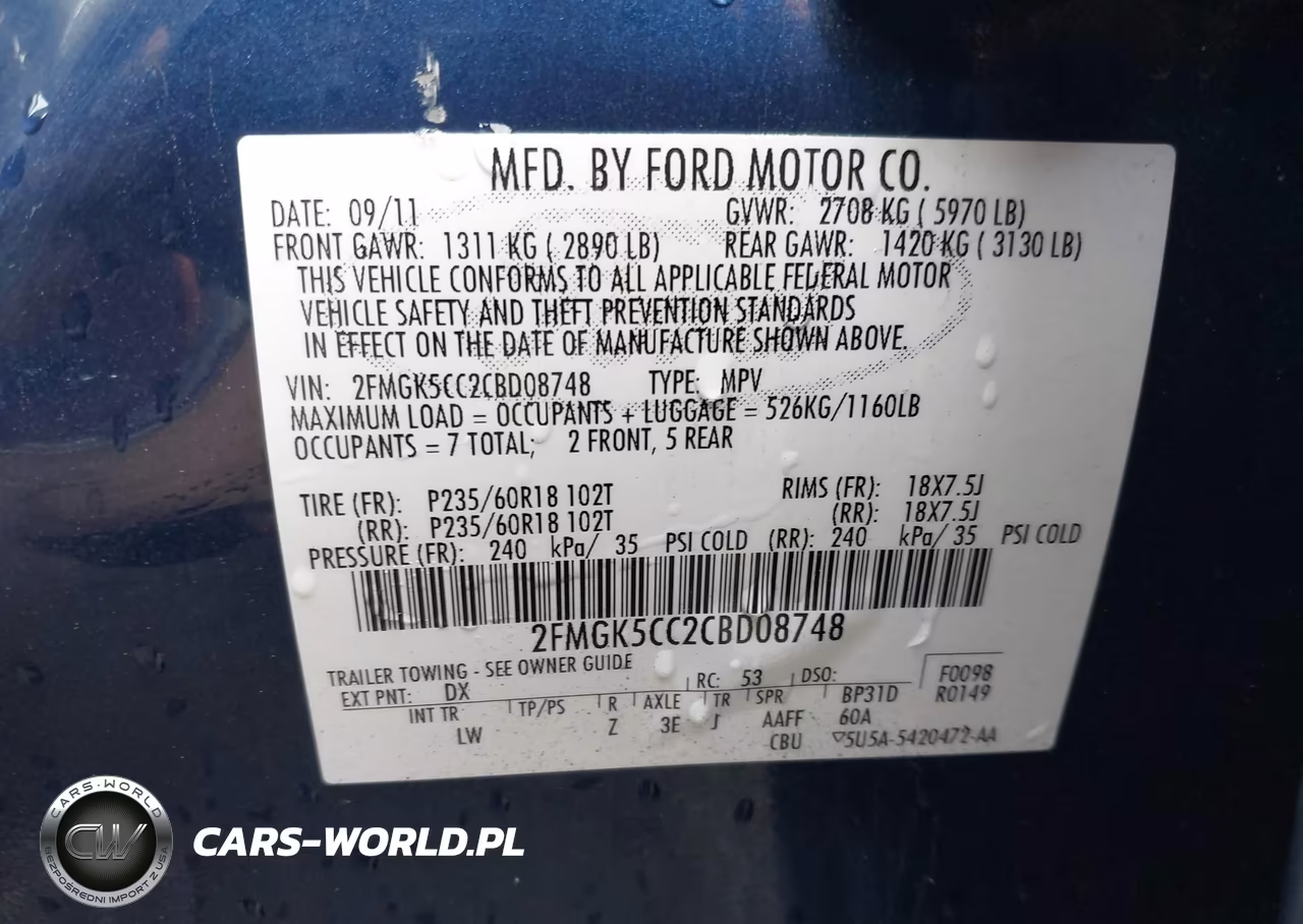 2012 FORD FLEX SEL VIN:2FMGK5CC2CBD08748 - 9