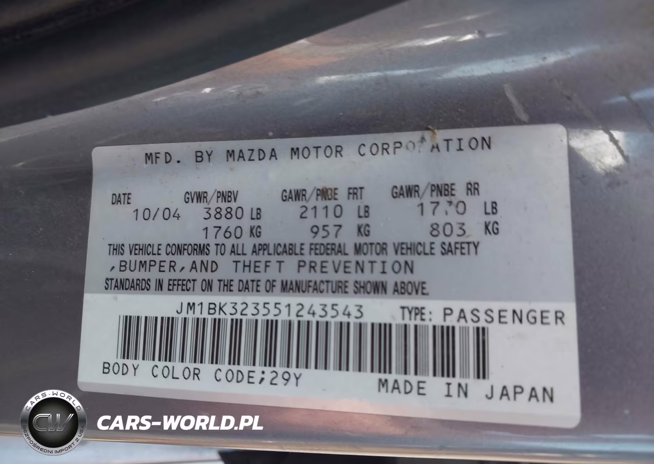 2005 Mazda Mazda3 S VIN:JM1BK323551243543 - 9