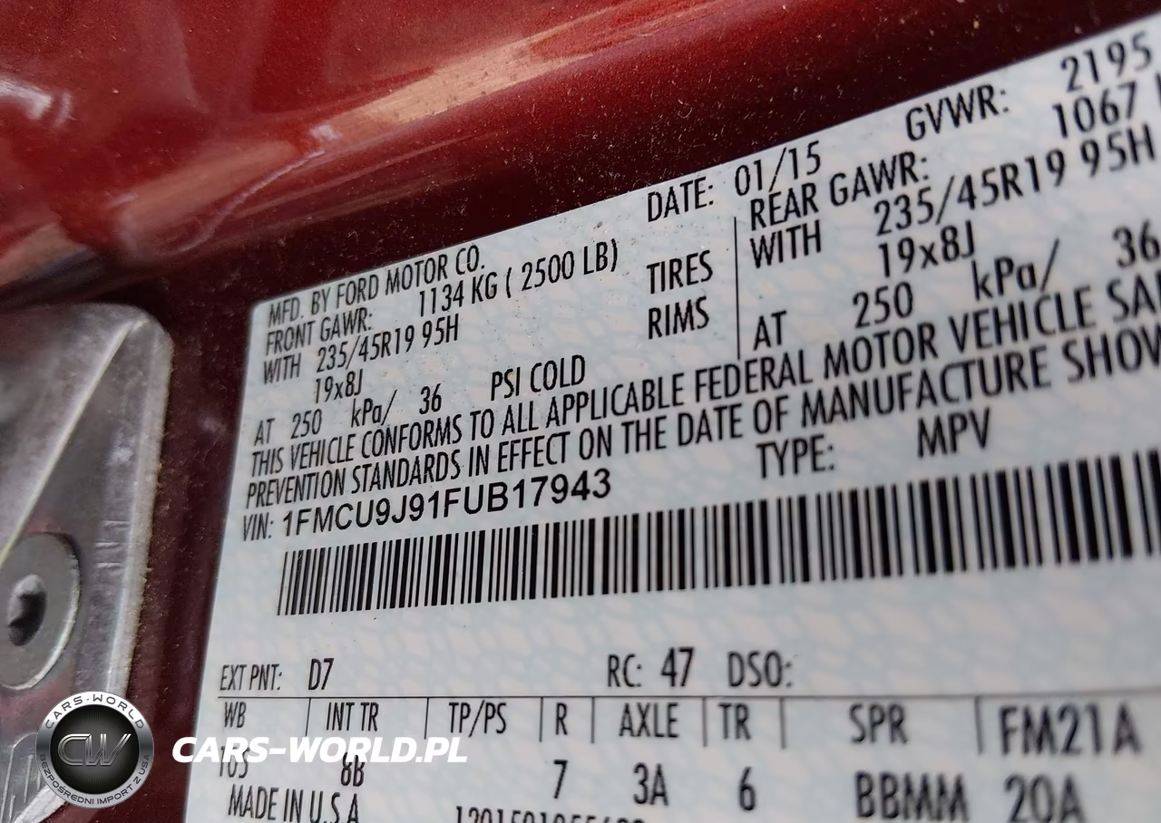 2015 Ford Escape Titanium VIN:1FMCU9J91FUB17943 - 9