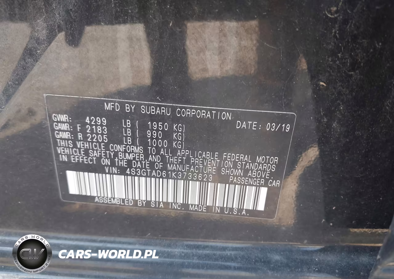 2019 Subaru Impreza 2.0I Premium VIN:4S3GTAD61K3733623 - 9