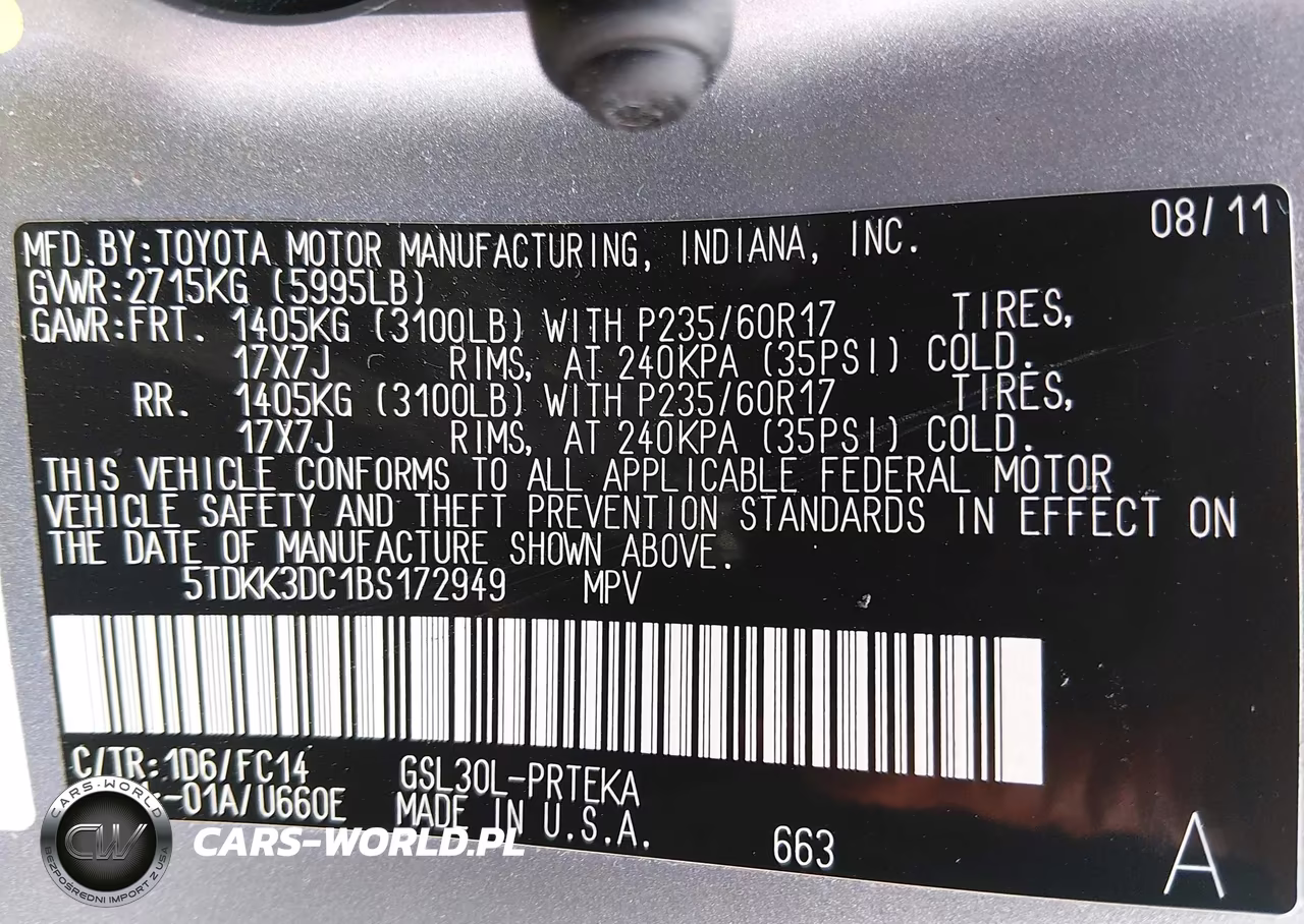 2011 Toyota Sienna Le V6 VIN:5TDKK3DC1BS172949 - 9
