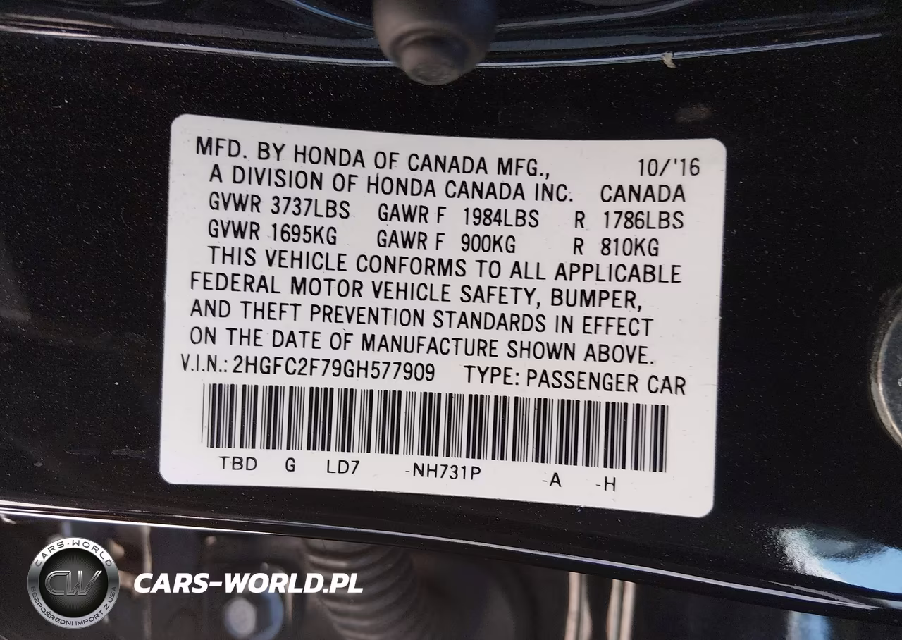 2016 Honda Civic Ex VIN:2HGFC2F79GH577909 - 9