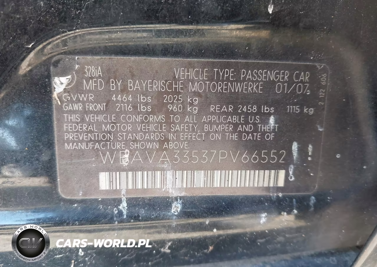 2007 BMW 328I VIN:WBAVA33537PV66552 - 9