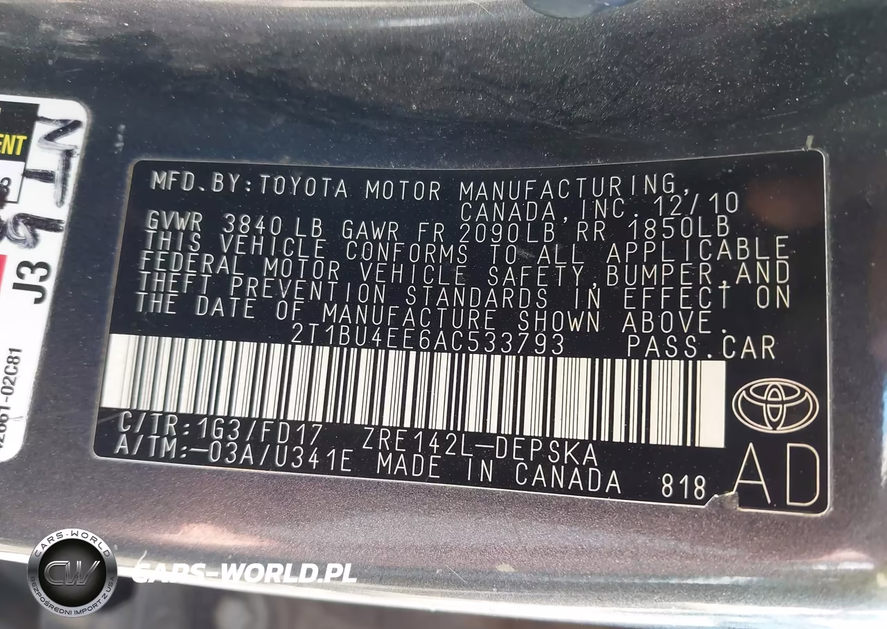2010 Toyota Corolla S VIN:2T1BU4EE6AC533793 - 9