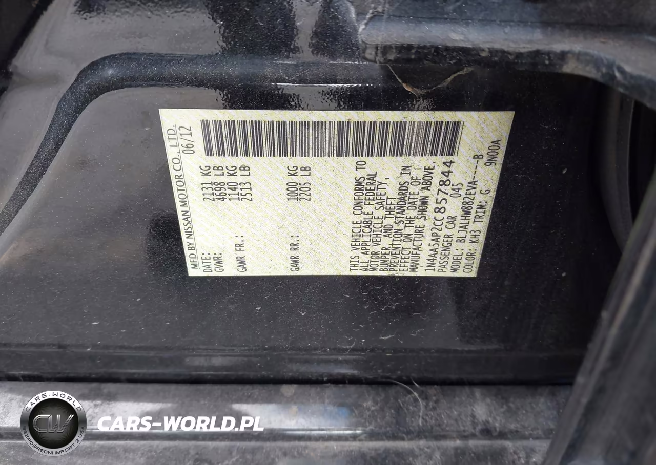 2012 Nissan Maxima 3.5 Sv VIN:1N4AA5AP2CC857844 - 9