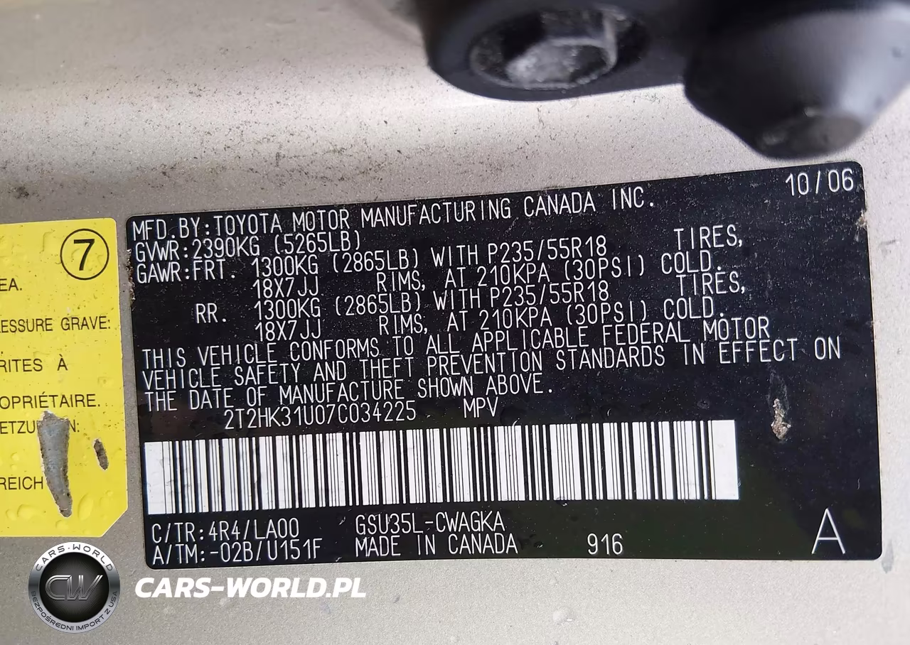 2007 Lexus Rx 350 VIN:2T2HK31U07C034225 - 9