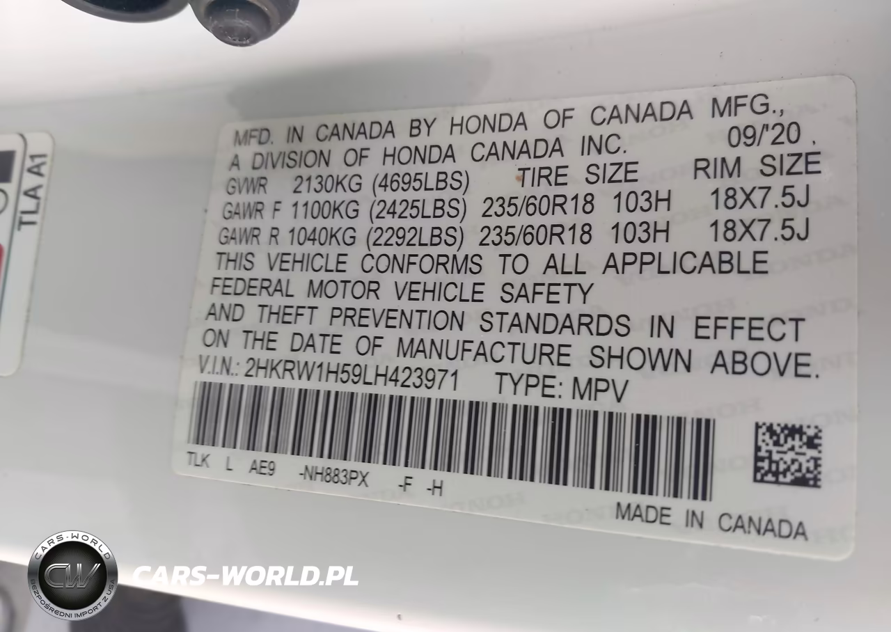 2020 Honda Cr-V 2Wd Ex VIN:2HKRW1H59LH423971 - 9