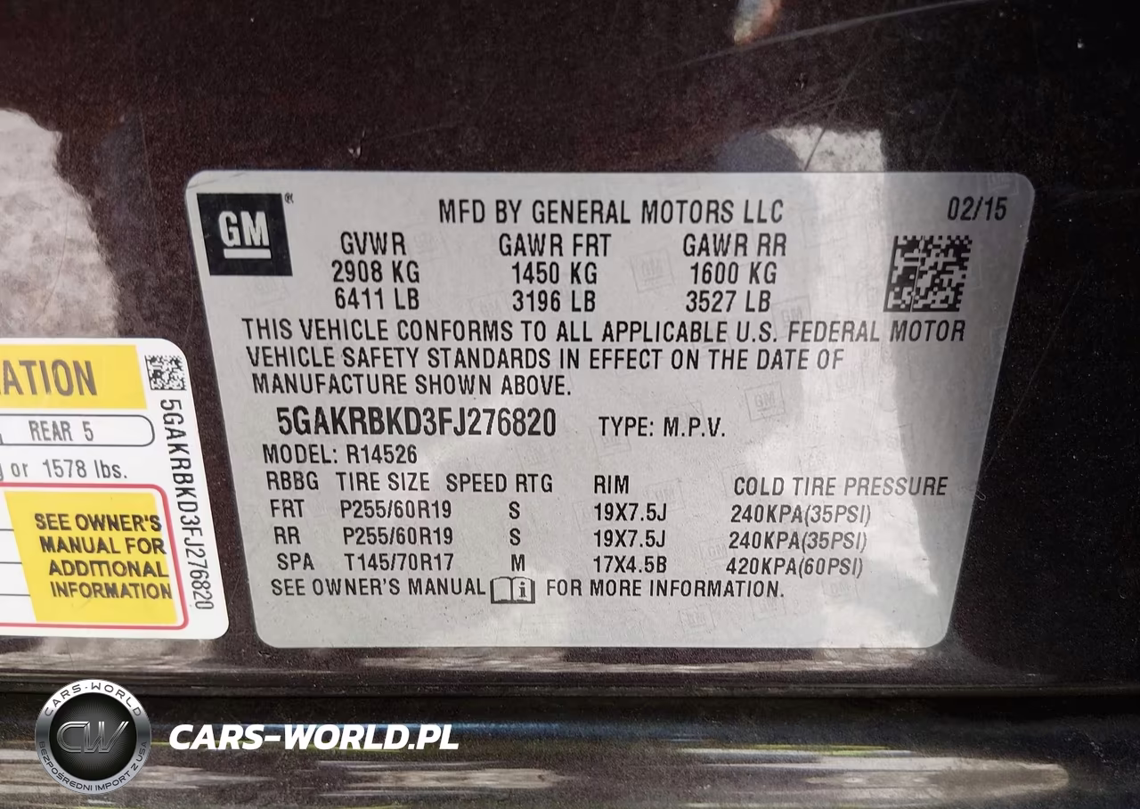 2015 Buick Enclave Leather VIN:5GAKRBKD3FJ276820 - 9