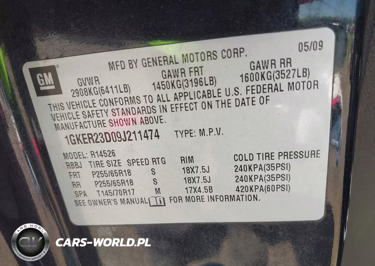 2009 GMC Acadia Slt1 VIN:1GKER23D09J211474 - 9